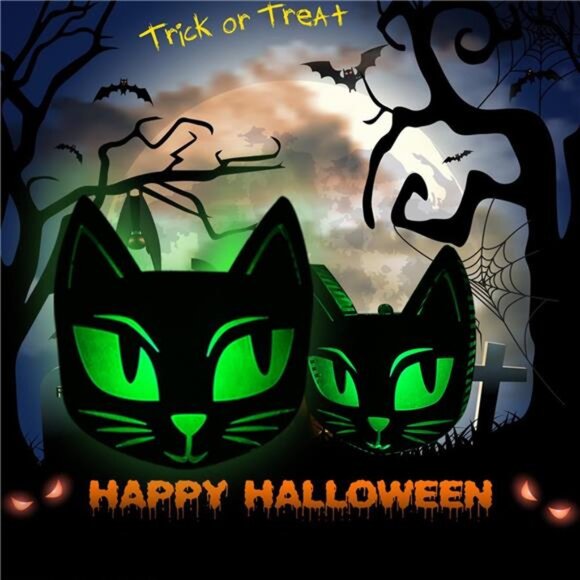 Halloween Black Cat Lights, Light Up Black Cat Sign Decoration, Battery - Picture 3 of 7